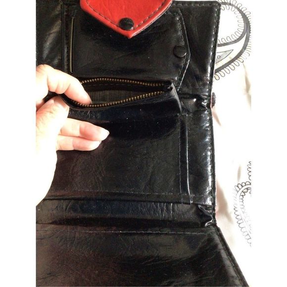 Mid Century Vintage Faux Leather Wallet Red Black Checkbook Wallet ❤️ - Picture 5 of 14